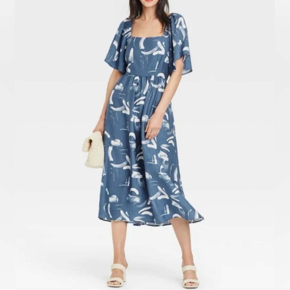 a new day Blue and White Midi Dress